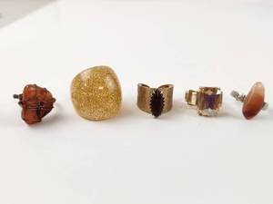 lot 255 image: Lot of 5 Statement Rings with Various Stones and Finishes