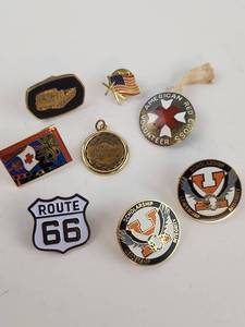 lot 258 image: Mixed Collectible Pins Badges Medals Lot Route 66 Red Cross
