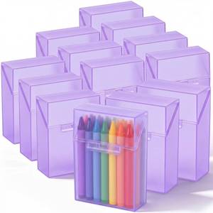lot 1894 image: Clabby 12 Pcs Clear Plastic Crayon Boxes Hold 24 Count, Purple - Retail $20