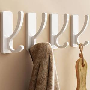 lot 1901 image: pickpiff Adhesive Wall Hooks for CoatTowel, Hold 13LB, White 4 Pack - Retail $8