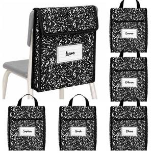 lot 1903 image: clothmile 6 Pack Composition Book Chair Pockets for Classrooms 10 x 12 Inch Back to School Seat Pockets with Name Tags for First of School Chair Organizer Seat Storage Pockets for Classroom Home - Retail $19