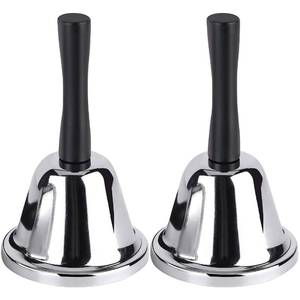 lot 1924 image: MROCO Loud Steel Hand Bell for Classroom and Service, Silver, 2 Pack - Retail $10
