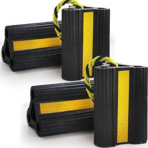 lot 1927 image: WECARLLE Wheel Chock for RV Trailer Camper Truck Car 2pair 4pack with Rope - Retail $34