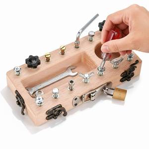 lot 1958 image: 14-Hole Wooden Therapy Pegboard Multifunctional Finger Dexterity Grip Strength Trainer for Fine Motor Skills Hand-Eye Coordination Ideal for Home Office Occupational Therapy - Retail $26