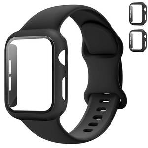 lot 1959 image: Sport Band and Case for Apple Watch Band 42mm 44mm 45mm 46mm 38mm 40mm 41mm iWatch Bands for WomenMen,Silicone Waterproof Strap with Cover Combo for Apple watch Series 10 9 8 7 6 5 4 3 SE Ultra2 49mm - Retail $10