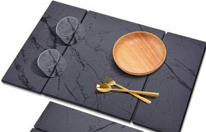 lot 1968 image: Large Stone Drying Mat for Kitchen Counter, 24x16 Collapsible Quick Dry Dish Drying Mat, Water-Absorbent Marble Diatomaceous Earth Mats for Bottles Cups Dishes, Match Any Countertop - Retail $29