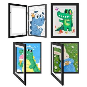 lot 1971 image: 4 Pack Kids Artwork Frames Changeable 8.5 x 11 Inch Children Art Projects Children Art Frames Front Opening Picture Display Frame Holds 150 Drawings for Craft Storage, Room Decor, Portfolio, Black - Retail $40