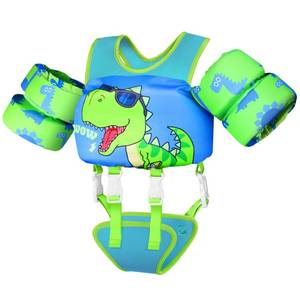 lot 1972 image: Vvinca Toddler Swim Vest for Kids 22-66 lbs, Comfort Toddlers Pool Floaties Jacket for Boys Girls, Puddle Kid Jumper Adjustable Crotch Sleeves Shoulder Fit for Ages 2-6 Learn to Swimming, Dinosaur - Retail $35