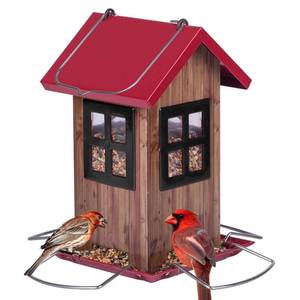 lot 1996 image: APPEARS PRE OWNED Kingsyard Cute Bird House Feeders for Outdoors Hanging, Metal Birdhouse - Retail $17