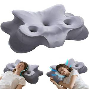 lot 2013 image: MOONOUU Piercing Pillow for Side Sleepers, Memory Foam Ear Hole Pillow for Ear Pain Relief & CNH, Cervical Neck Support Pillow, Ergonomic Butterfly Design with Cooling Cover - Retail $47