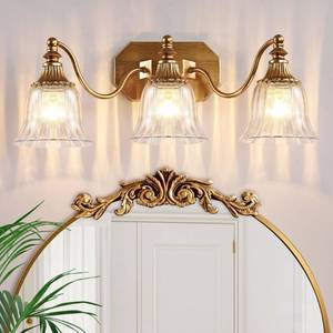lot 2014 image: DvmTeom Gold Bathroom Light Fixtures, 3-Light Vintage Vanity Lighting - Retail $80