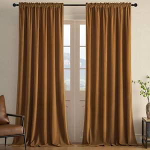 lot 2015 image: Joydeco Brown Velvet Curtains 102 inch Length 2 Panels, Luxury Blackout Rod Pocket Thermal Insulated Window Curtains, Super Soft Room Darkening Drapes for Living Dining Room Bedroom,W52 x L102 inches - Retail $48