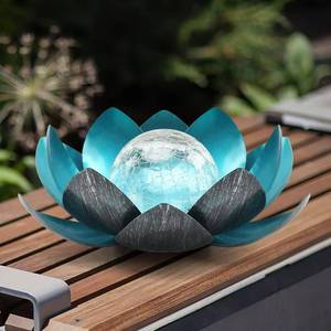 lot 2020 image: QZHP Lotus Solar Lights Outdoor,Solar LED Powered Garden Light Waterproof for Decor Tabletop Ground Yard Patio Walkway Landscape,Metal Glass LED Lotus Flower Lights - Retail $28