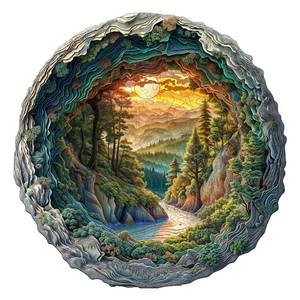 lot 2043 image: Pijesaksa Forest Wooden Puzzles for Adults, L-13.4  13.3in -300 pcs - Retail $28