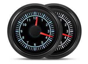 lot 2059 image: ARTILAURA 2 52mm Clock Gauge 7 Color Waterproof 0-12 Hours Clock Meter Gauge for Car Boat (Black) - Retail $37