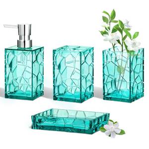 lot 2079 image: HBlife Bathroom Accessories Set, Acrylic Bathroom Counter Set of 4 - Retail $22