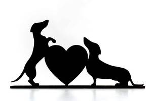 lot 2104 image: Dachshund Silhouette Dogs with Heart �� Handmade Romantic Pet Gift (Heart) - Retail $13