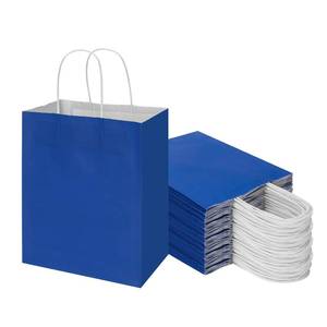 lot 2106 image: Toovip 50 Pack 8x4.75x10 Inch Medium Royal Blue Kraft Paper Bags with Handles Bulk, Gift Wrap Bags for Favor Grocery Retail Party Birthday Shopping Business Goody Craft Merchandise Take Out sacks - Retail $19