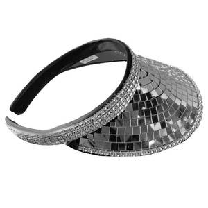 lot 2110 image: HISYI Disco Visor Disco Ball Festival Visor Rhinestone Visors Hat for Women Disco Visor Bling Visor Visor Rhinestone SunVisor, Without Streamlined - Retail $18