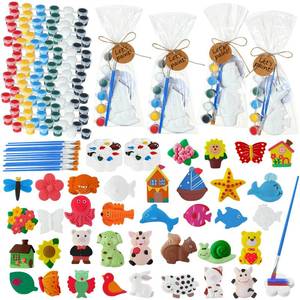 lot 2123 image: HyDren 18 Sets Ceramic Painting Kit with Paints Brushes Magnets, 202 Pcs - Retail $40