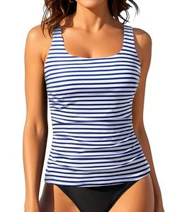 lot 2136 image: Tankini Tops for Women Tummy Control Swimwear Top Only No Bottom Large - Retail $31