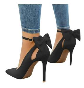 lot 2152 image: PiePieBuy Womens Pointed Toe High Heels Ankle Strap DOrsay Pumps Shoes Bow Wedding Bowtie Back Dress Sandals - Retail $45