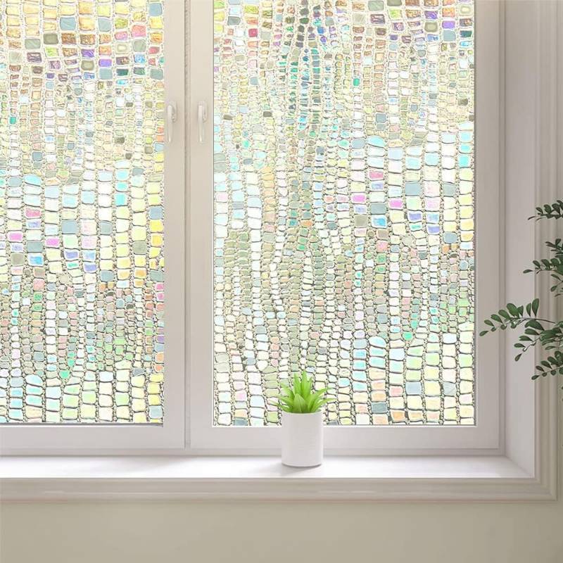 lot 1133 image: 3D Rainbow Window Film - Frosted Privacy, Anti-UV Clings, No-Glue Sticker