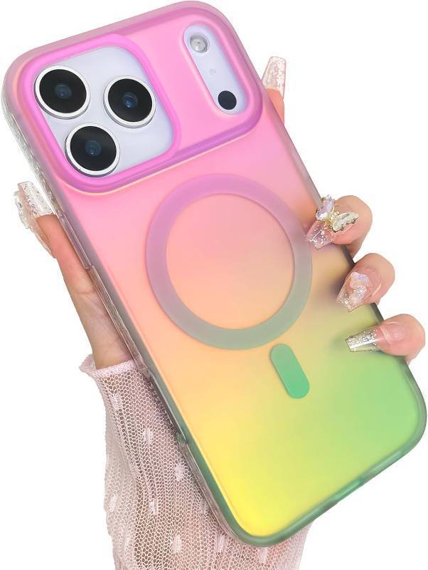 lot 2224 image: Cute Case for iPhone 17 Pro Max Case, Iridescent Pink & Green