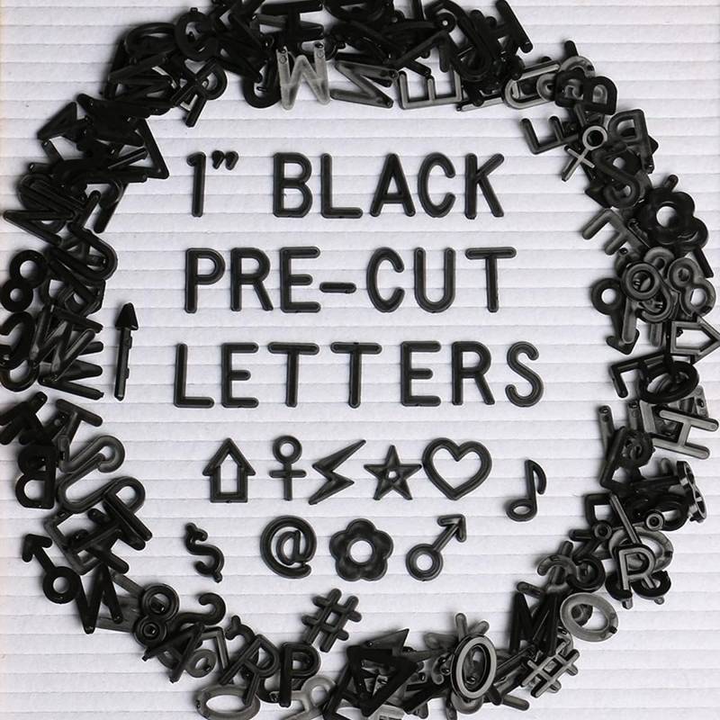 lot 2240 image: Black 1-Inch Letter Board Letters, 378 Pcs Plastic Felt Letters for Message