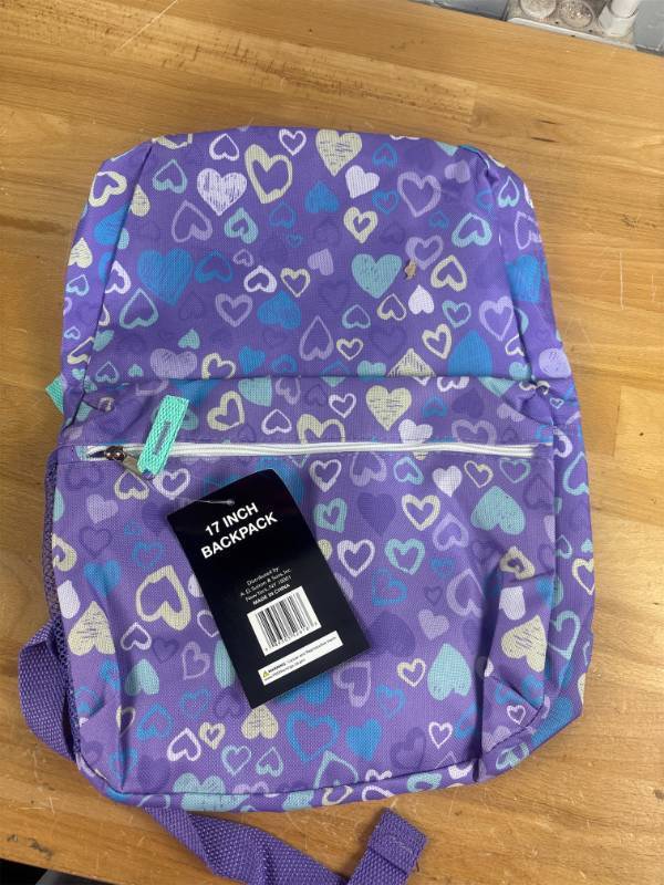 lot 2258 image: 17in Heart Backpack - Purple