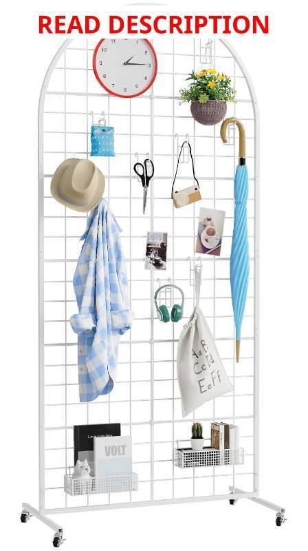lot 2324 image: $48 Aseem Metal Grid Wall Panels Display Stand Black Movable 2.6x5.8FT, 1PC
