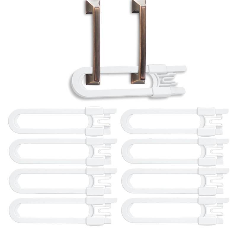 lot 2396 image: Vmaisi 8 Pcs Baby Sliding Cabinet Locks Adjustable U Shaped Child Safety
