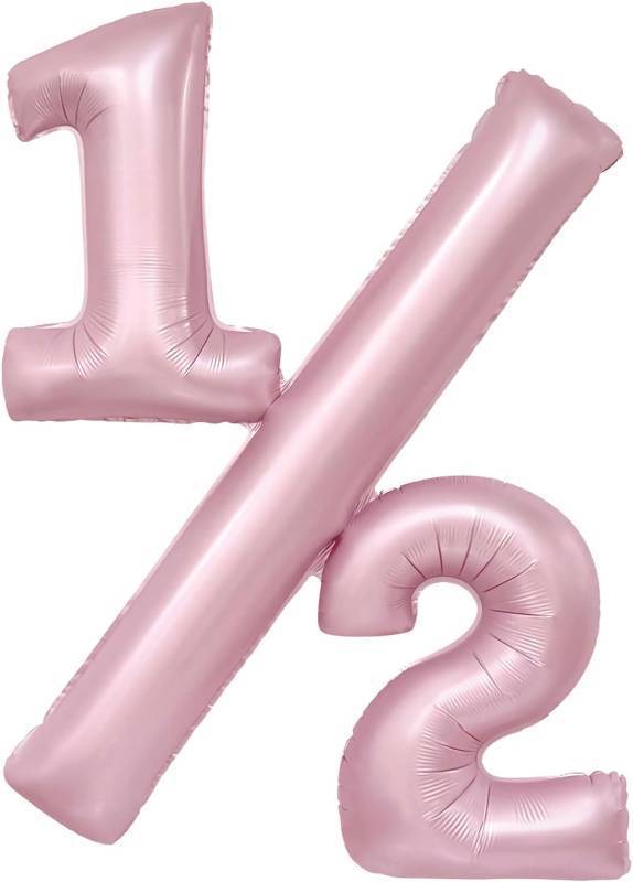 lot 2494 image: Pink 32in Half Birthday Foil Number Balloon for Baby Milestone Photoshoot