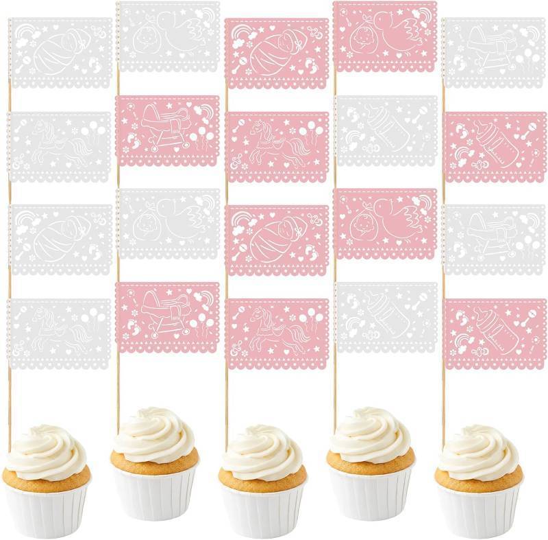 lot 2544 image: Mifoci 80 Pcs Cielito Lindo Baby Shower Cupcake Toppers Papel Picado