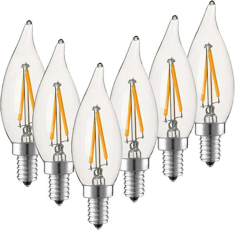 lot 2565 image: Dimmable LED Candelabra Bulb, 25W Eq, 2700K, 200LM, CA10 Vintage e12 6-Pack