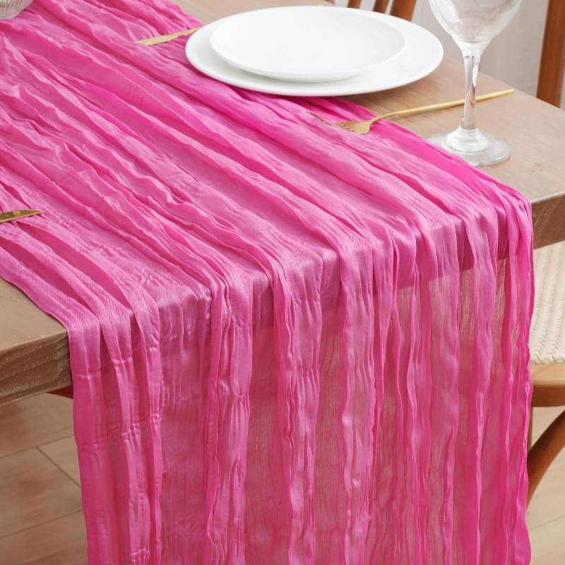 lot 68046 image: 1 PACK Aseem Hot Pink Cheesecloth Table Runner Fall Boho Gauze Party Decor 10FT