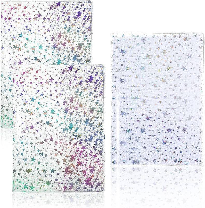 lot 68094 image: B6 (7.17 x 5.04 inches) Feifeiya 2 Pcs White B6 Glitter Star Jelly Cover Transparent Planner Cover for Journal Planners and Notebooks