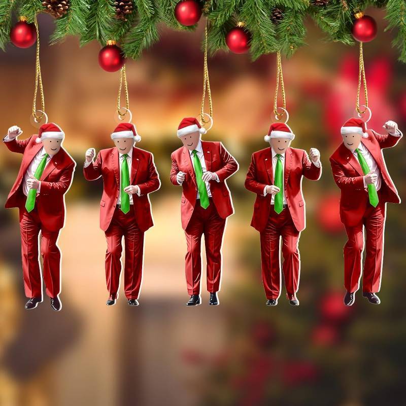 lot 68101 image: 2025 Christmas Ornaments, 5pcs Dancing Christmas Ornament, Funny Xmas Ornaments Gifts for Christmas Tree Decorations (Red)