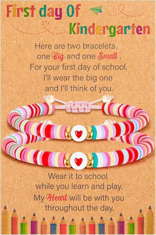 lot 68103 image: Universal size Back to School Supplies, First Day of Kindergarten Bracelet, Back to School Bracelet Mommy and Me, Prek Matching Wish Bracelets Set, Adjustable Bracelet for Boys Girls Gifts Stuff Bulk
