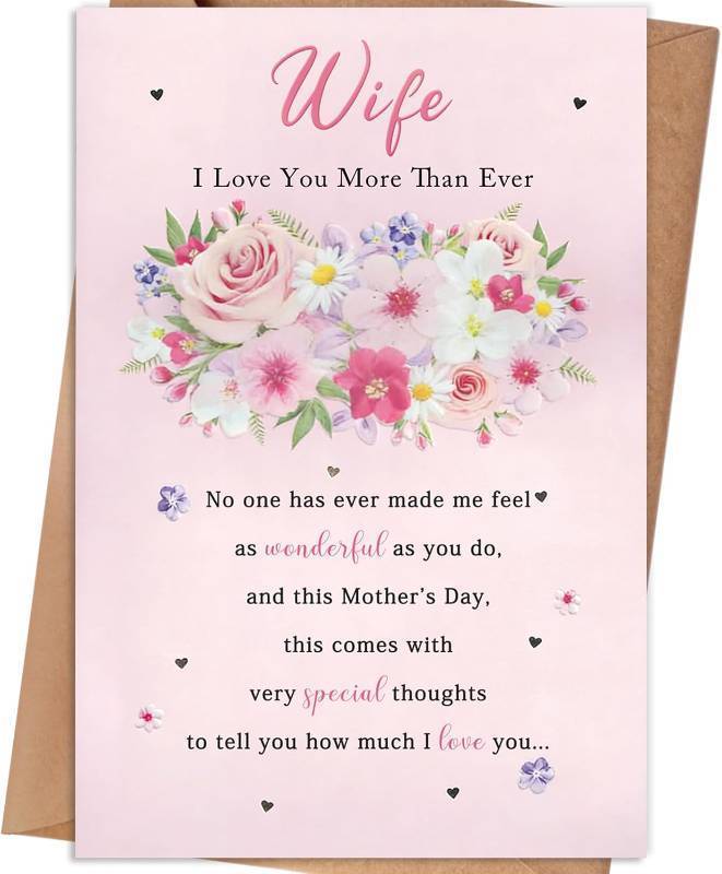 lot 68126 image: 8�5.3 inches Mothers Day Card for Wife, Mothers Day Gifts from Husband
