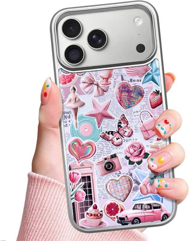 lot 68137 image: LSL for iPhone 1718 Pro 3D Cute Aesthetic Case, Coquette Collage Pink
