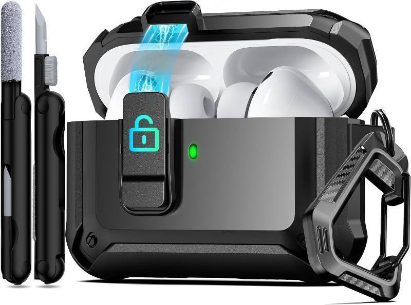 lot 68144 image: AirPods Pro 3 Case AirPods Pro 3 Case with Lock Magnetic Lid MagSafe, Black
