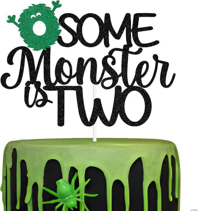 lot 69308 image: Some Monster is Two Cake Topper, Two Spooky, Boo Im Two, Halloween Monster Theme 2nd Birthday Party Decorations