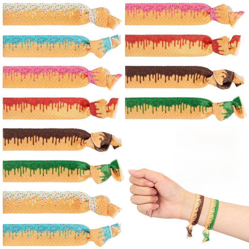 lot 69731 image: 1 Count (Pack of 12) Riceshoot 12 Pcs Ice Cream Drip Softball Hair Ties Elastic Hair Ties Sports Ribbon Bracelet Accessories Gift for Girls No Crease Elastics Set for Players, Coaches, Teams Stocking