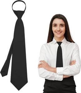 lot 68286 image: 15.74in3.15in Luckyvestir Womens Black Tie, Red Ties for Women Pre Tied Zipper Necktie for Women Men School Ceremony Business