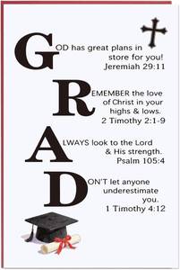 lot 68300 image: 4 inches by 6.4 inches Christian Graduation Card, Graduation Card for Him Her, Bible Verses Congratulations Gift with Prayer Religious, Funny Grad Gift for Graduate Teenagers Boys Girls Daughter Son G