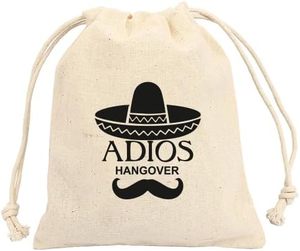 lot 68320 image: 1 Count (Pack of 10) Set of 10 Adios Hangover Bags bachelorette party decorations Cabo survival Kit, amenity Kit Cotton Drawstring Wedding Welcome Favor kits ,Bachelorette ,Party, Drawstring Decors, O