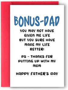 lot 68329 image: 8 x 5.3 inches Bonus Dad Fathers Day Card, Stepdad Greeting Card from Step Kid