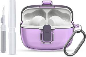lot 68332 image: Secure Lock for JBL Vibe BeamJBL Vibe Beam 2JBL Vibe 200TWS Case Cover with Cleaner kit, TPU Protective Cover Compatible with JBL Vibe 200TWS & Beam & Beam 2 with Keychain(Clear Purple)