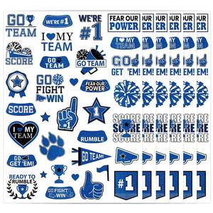 lot 68333 image: Medium Dark Blue Team Spirit Temporary Tattoos - 170 Team Spirit Tattoo Decorations, Sport Party Favors Supplies, Cheerleading Glitter Sport Game Stickers for School Event(6 Sheets)
